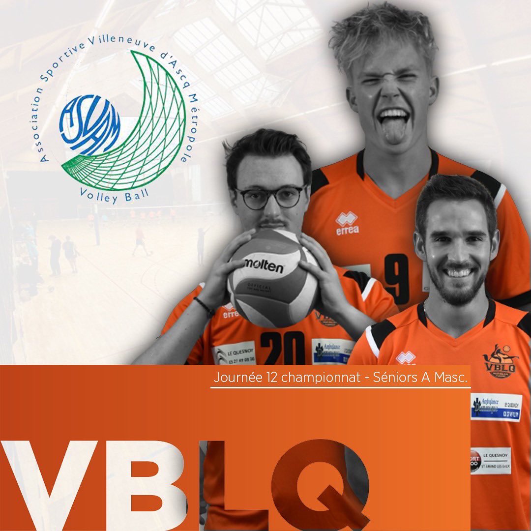 VB_LeQuesnoy's tweet photo. 🗣 Match time 🗣

26/02

👤M18, Régionale 
🆚Valenciennes
⏰14h30

👤Seniors B, Access. Régionale 
🆚Lys-Lez-Lannoy
⏰20h

👤Seniors F, Access. Régionale 
🆚Famars
⏰18h30

👤Seniors A, Régionale 
🆚Villeneuve d’asq
⏰20h30

⚠️ Pass vaccinal⚠️

#VBLQ🟠⚫️ https://t.co/SbeKh2MhaB