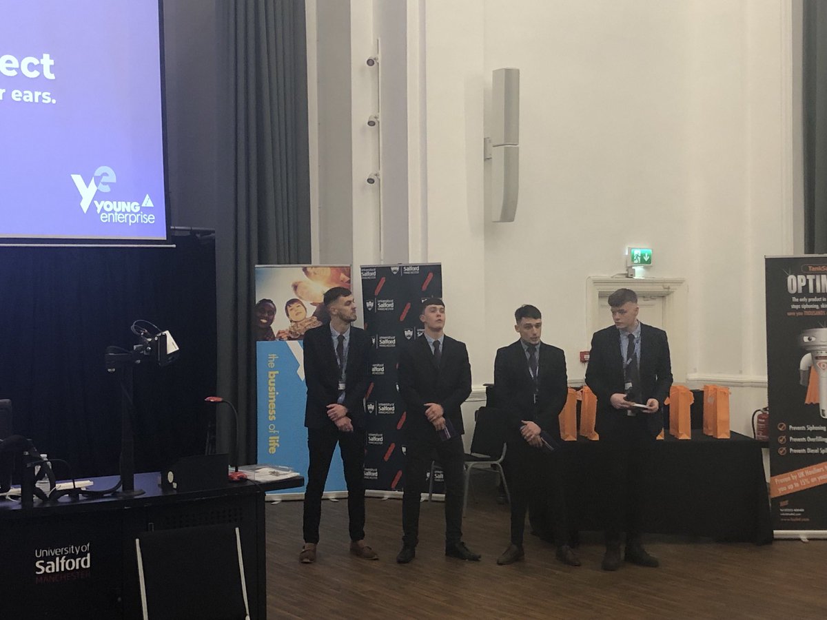 Good luck to the second UoS team, Hear and Protect, presenting at this afternoon’s Northwest Regional Finals of the Young Enterprise Start-Up Programme ⁦<a href="/SalfordUni/">University of Salford</a>⁩ ⁦<a href="/salfordbizsch/">Salford Business School</a>⁩
