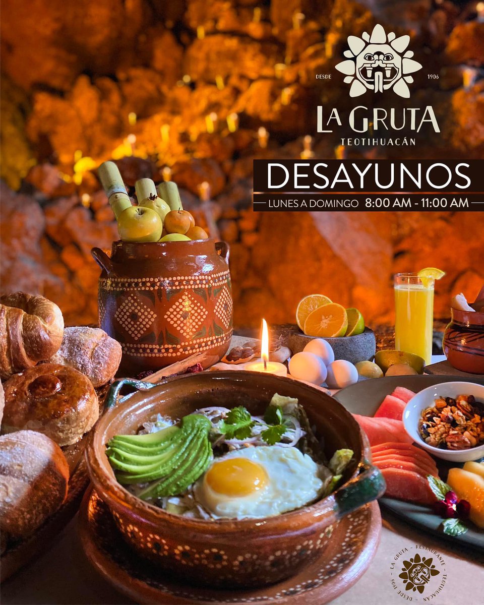 LaGruta's tweet photo. Comienza tu día renaciendo con el sabor de los Desayunos de 
La Gruta Teotihuacán✨🍳 
🔥Lunes a Domingo 8:00am a 11:00am🔥 https://t.co/9LdUsBqUnD
