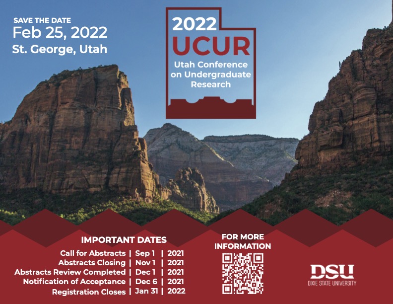 Today is the Utah Conference on Undergraduate Research, shoutout to our students who will be presenting at Dixie State University! This annual statewide conference is a delight every time, and we love to see our Aggies share their hard work.
academics.dixie.edu/ucur2022/

#USUResearch