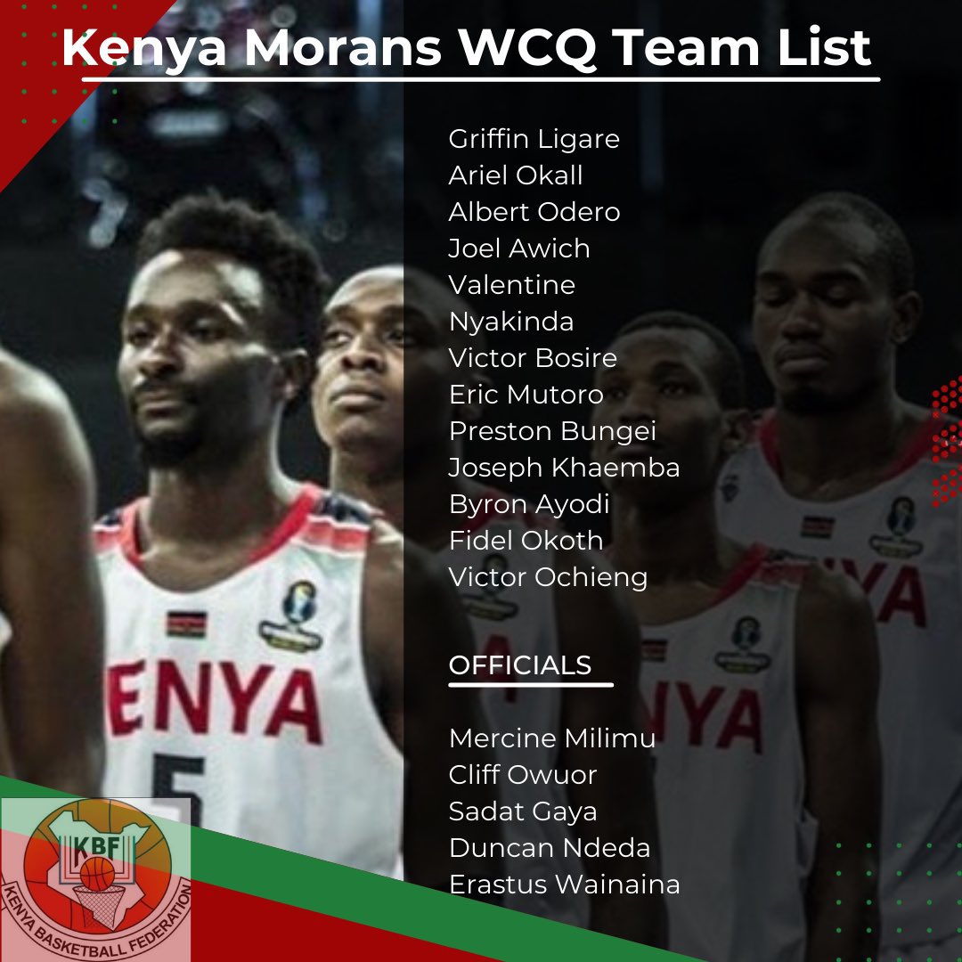 moyasa_ke's tweet photo. Kenya National Basketball Team @Teammorans will be representing the country at the World Cup Qualifiers in Dakar, Senegal. We wish you all the best. 
 #TeamKenya https://t.co/Y9feSj4MeN