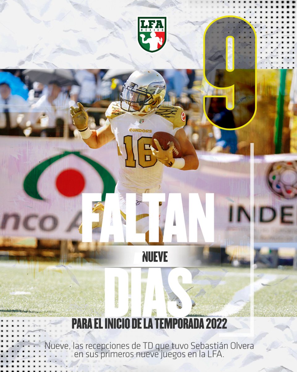 LFA_Mex's tweet photo. #AficiónLFA
.
Estamos a 9 días para el regreso del fútbol americano profesional en México.
.
¡La pasión regresa!
.
#SigueLaLFA https://t.co/wS7QiOMYSd