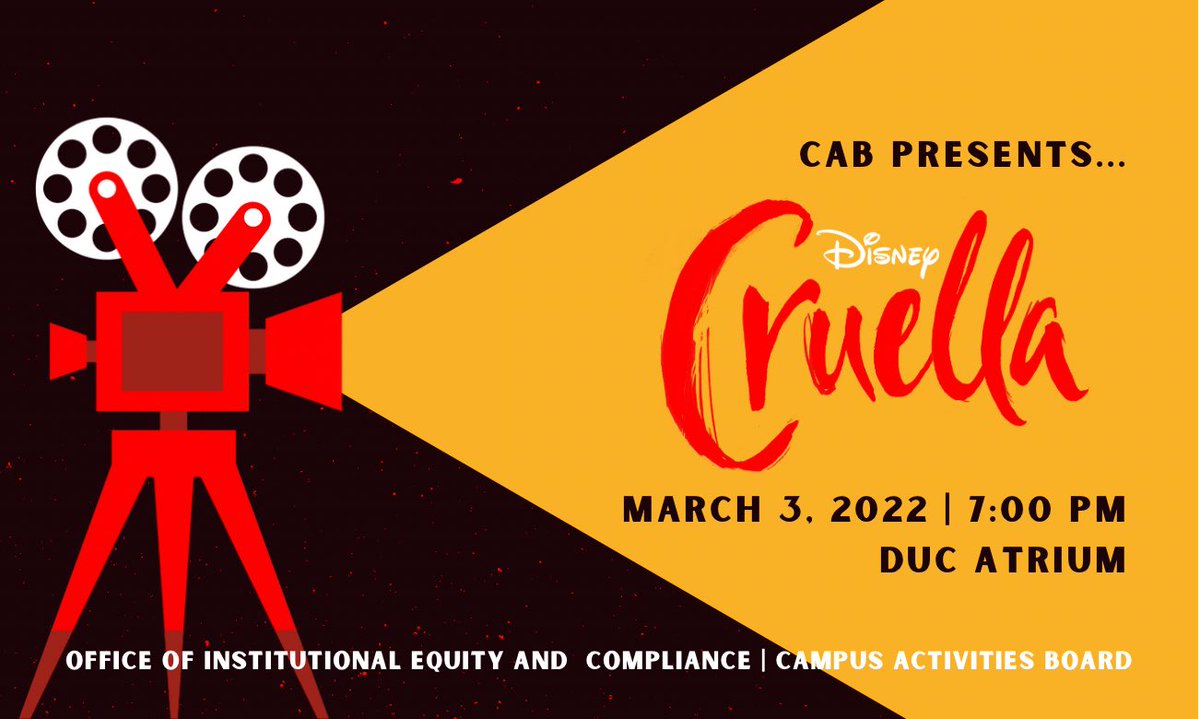 “Anita Darling, my darling.”

CAB is partnering with OIEC to bring Cruella to campus! Check it out below.