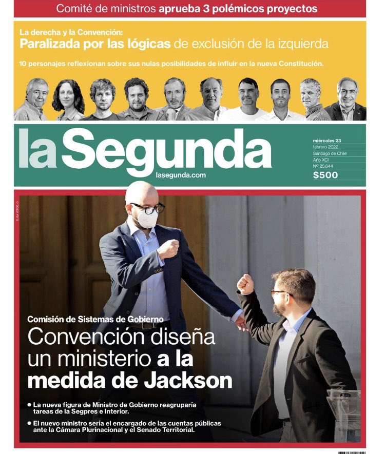 patriciapolitz's tweet photo. ¡Alerta! Este gran titular es una fake new. El cargo de Ministro de Gobierno recién comienza a discutirse. Si se aprueba, la nueva Constitución establecerá cuándo empezará a regir. Difícilmente será durante el periodo de @GiorgioJackson 
@convencioncl @NoNeutrales @Rmontero_ https://t.co/kL7y6dXm0E