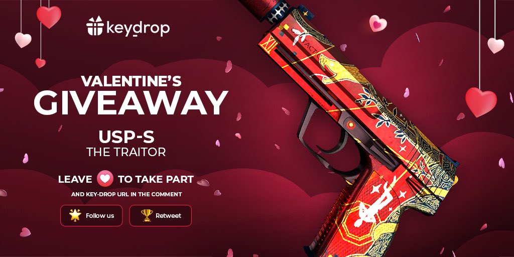 keydropcom's tweet photo. Giveaway on USP-S | The Traitor 🎁

👊 Just leave ❤️ under the post!
🌟 Follow us!
🏆 Retweet!
 
⏰ Wait 24 hours!

#freeskins #csgoskinsgiveaway #csgoskinsfree #giveaway #airdrop #csgocases #csgocase #csgocommunity #csgoesport #skins #csgoskins #keydrop #keydropcom #csgo https://t.co/eGujfCRrk3