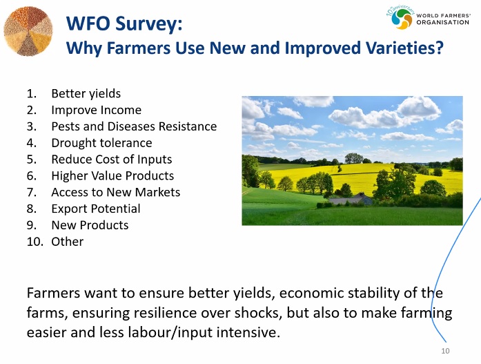 Seeds_Canada's tweet photo. Keynote Dr. Marcel Bruins @MBruins123 on why farmers worldwide use new varieties according to study by @worldfarmersorg #SEEDSUMMIT2022 #seed #CdnAg https://t.co/2aDnHTYOEX