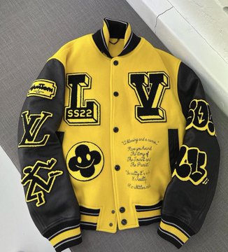 yellow louis vuitton varsity jacket black