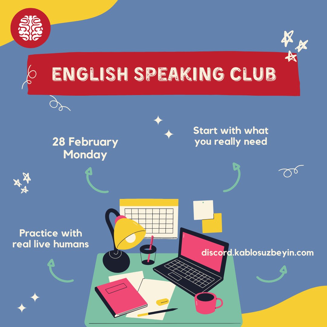 İş, üniversite stresinden bunaldın mı? Kendini geliştirmek, öğrenmek istiyorsan o zaman doğru yerdesin. Bu Pazartesi 20.30'da hayatına farklılık katma sırası sende! 🗣️💯🗨💬💪
#english #speaking #activity #etkinlik #kablosuzbeyin #ingilizce #talk