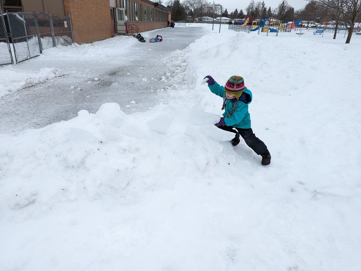 Mister_McLean's tweet photo. Making great use of the icy layer atop the snow this morning! We made Stegosaurus plates and a little nest/fort out of them! Gotta be creative to enjoy this Canadian weather! Way to go everyone! π
βοΈ @OLPeaceOCSB #ocsbKindergarten #NatureIsAClassroom https://t.co/oLjGCg2iYD