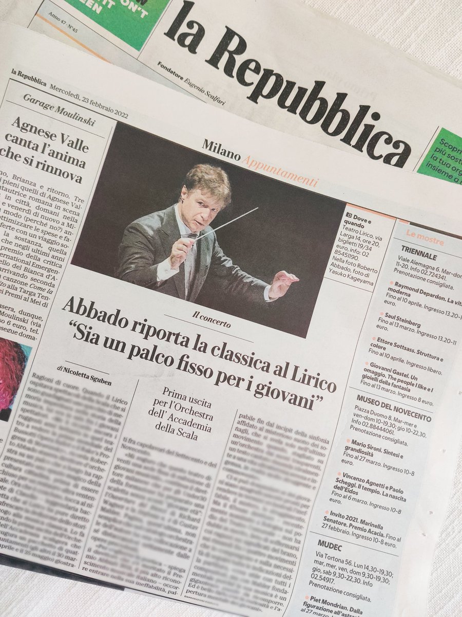 «Mi auguro che questo teatro diventi una sede fissa di esibizione di giovani musicisti»
Su <a href="/repubblica/">Repubblica</a> Milano l'intervista di Nicoletta Sguben, con cui ho avuto il piacere di parlare dei ricordi al <a href="/TeatroGaber/">Teatro Lirico Giorgio Gaber</a> e del programma che eseguiremo insieme all'Orchestra <a href="/accademiascala/">Accademia Scala</a>