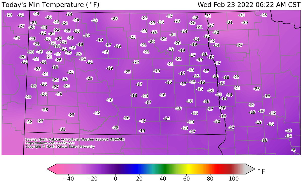 The banana belt is definitely not the banana belt this morning.  -32°F <a href="/NDAWNmesonet/">NDAWN</a> Sunny Slope with other parts of SW North Dakota not far behind.