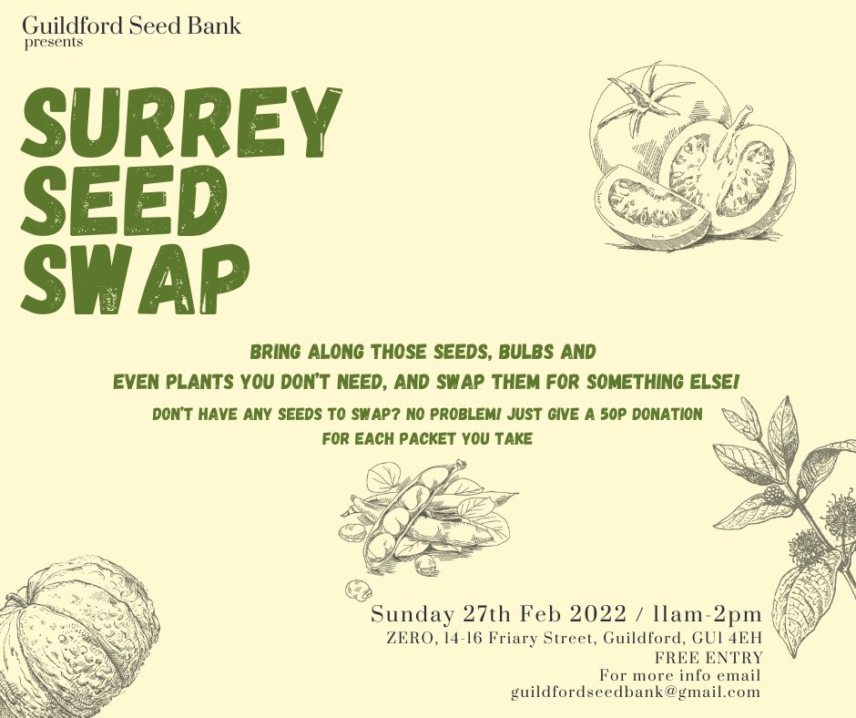 So looking forward to the #SurreySeedSwap this weekend! 
It will also be the launch of <a href="/GlfdSeedBank/">Guildford Seed Bank</a>, a new initiative to build community resilience &amp; local seed diversity - EXCITING! 

It's exactly these kind of projects we need more of. Hope to see some of you there 🌱🌱🌱