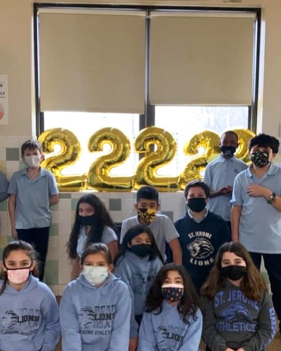 CatholicJerome's tweet photo. St. Jerome students had TWO much fun celebrating 2-22-22! From puzzles to math problems, writing prompts to movement, searching for pairs, 22:22 minutes of extra minutes of recess, and thinking about what their lives will be like when they are 22… https://t.co/hTAreHQvov