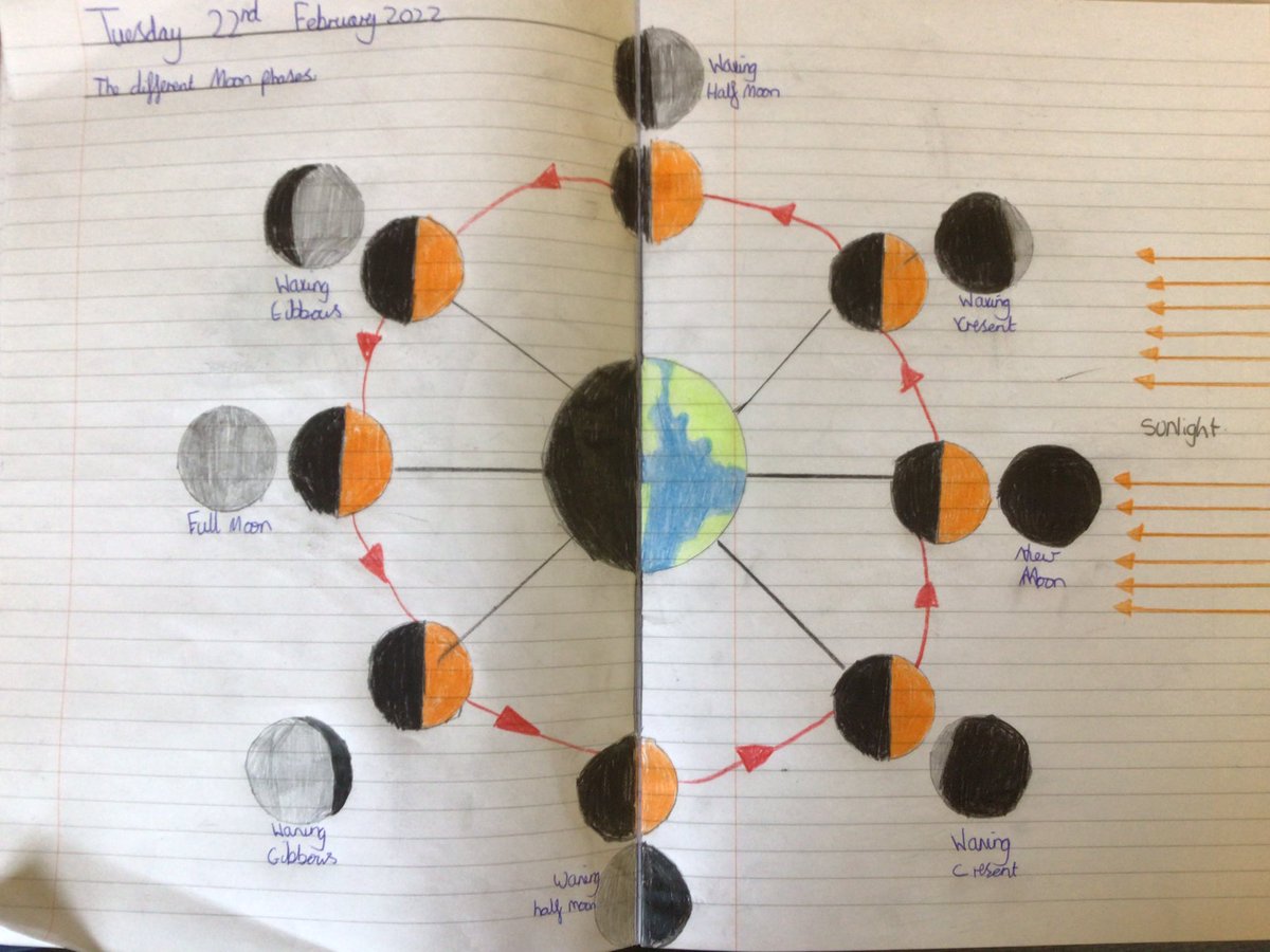SnowWoodlea's tweet photo. Very proud of our Phases of the Moon diagrams. #ScienceWJS https://t.co/9dZumQRTAu