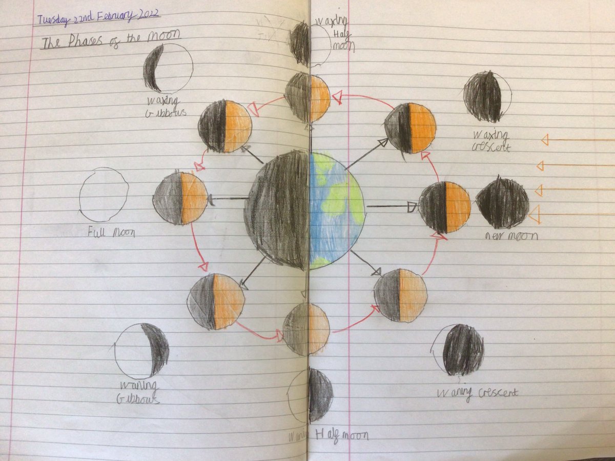 SnowWoodlea's tweet photo. Very proud of our Phases of the Moon diagrams. #ScienceWJS https://t.co/9dZumQRTAu