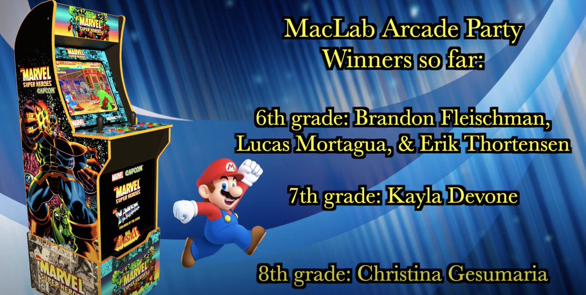MrBernstein2's tweet photo. Let's keep going CMS! Sell 50+ tickets...GET OUT OF CLASS ON MARCH 11TH FOR AN ARCADE PARTY!! @ColoniaMiddle @cmsmatthewtaber https://t.co/ZtXWUA014S