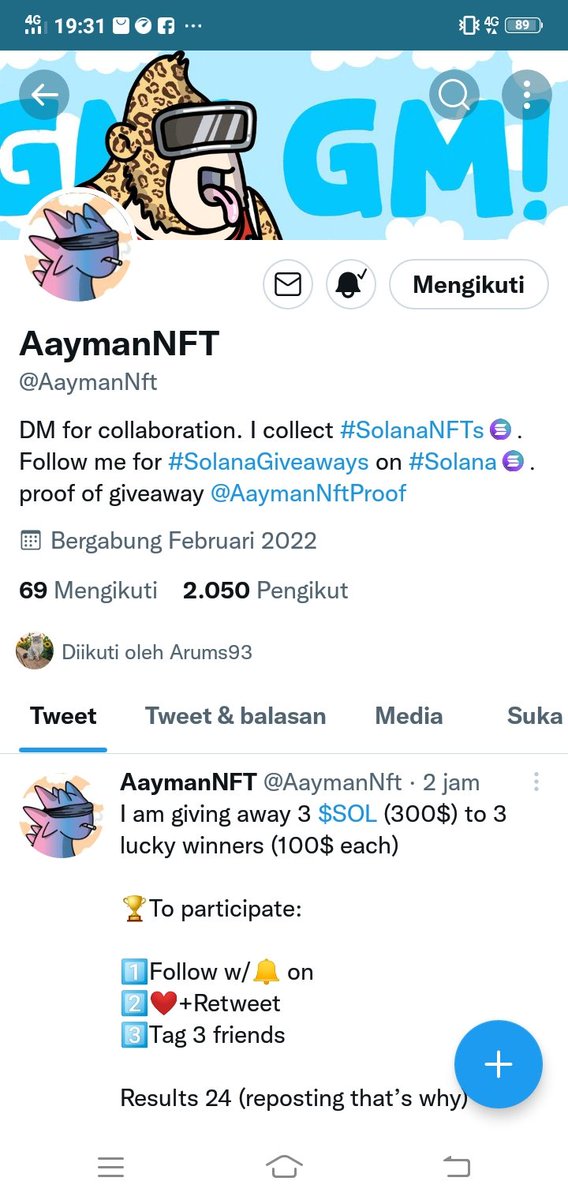 Brawijoyoo's tweet photo. @AaymanNft Let's participate on this great giveaway guys!
@neninarrums @pleretfish @sufantopo 

#SolanaNFTs https://t.co/4kr5KQZDt5