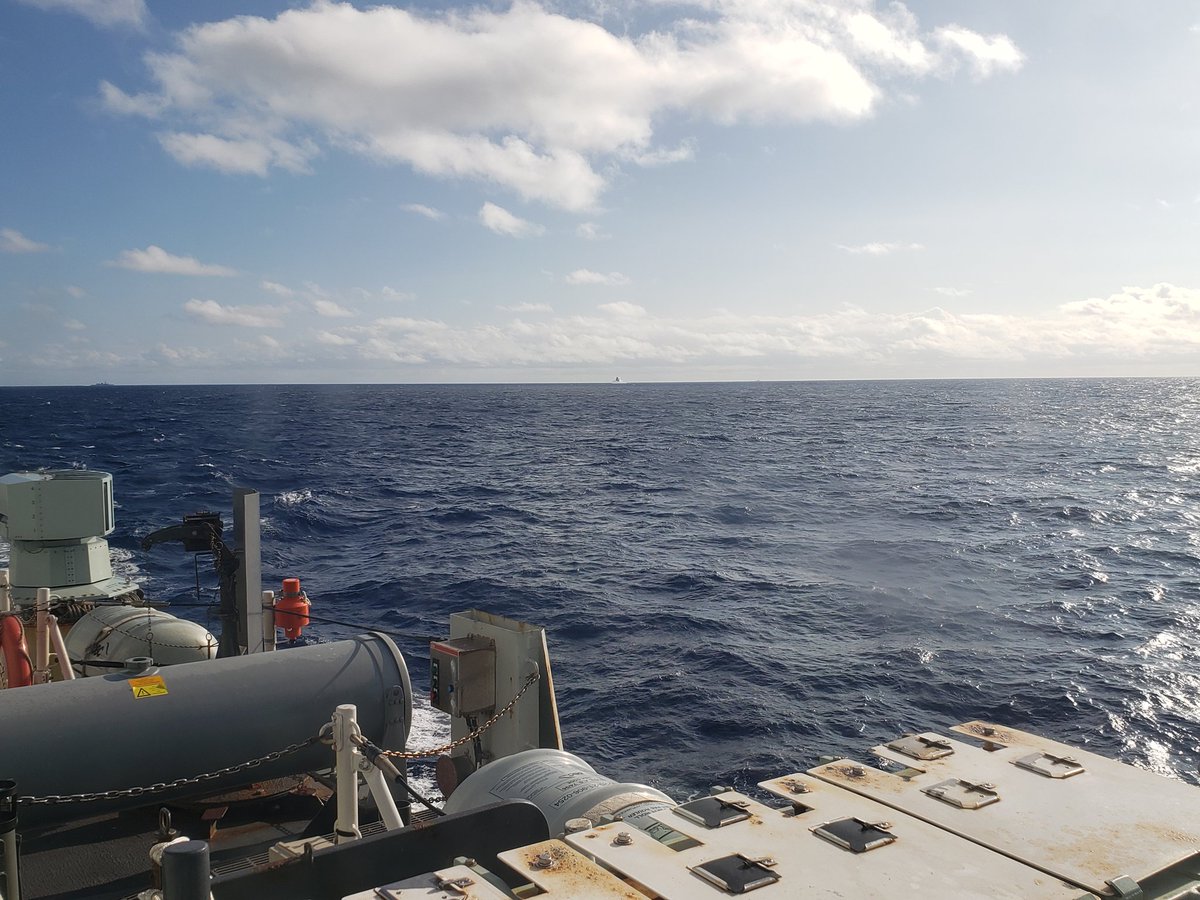 It's hard to see in my picture, but it is out here with #HMCSCALGARY and #HMCSVANCOUVER hunting submarines off Hawaii. And we have a CG and DDG within our TG as well. Lots of fun! I'll try to take another picture tomorrow. It's a bit hard from the ops room.