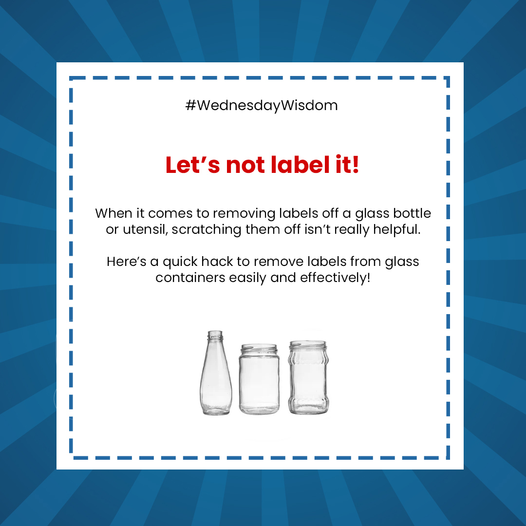 bigbasket_com's tweet photo. So you've collected a whole lot of glass jars to reuse but those stubborn, pesky labels just won't come off?
Worry not, because fortunately, removing jar labels is simple, and you don't even need any fancy equipment to do so.
#bigbasket #WednesdayWisdom #JarLabels #DailyHacks https://t.co/e5lNV8jNfd