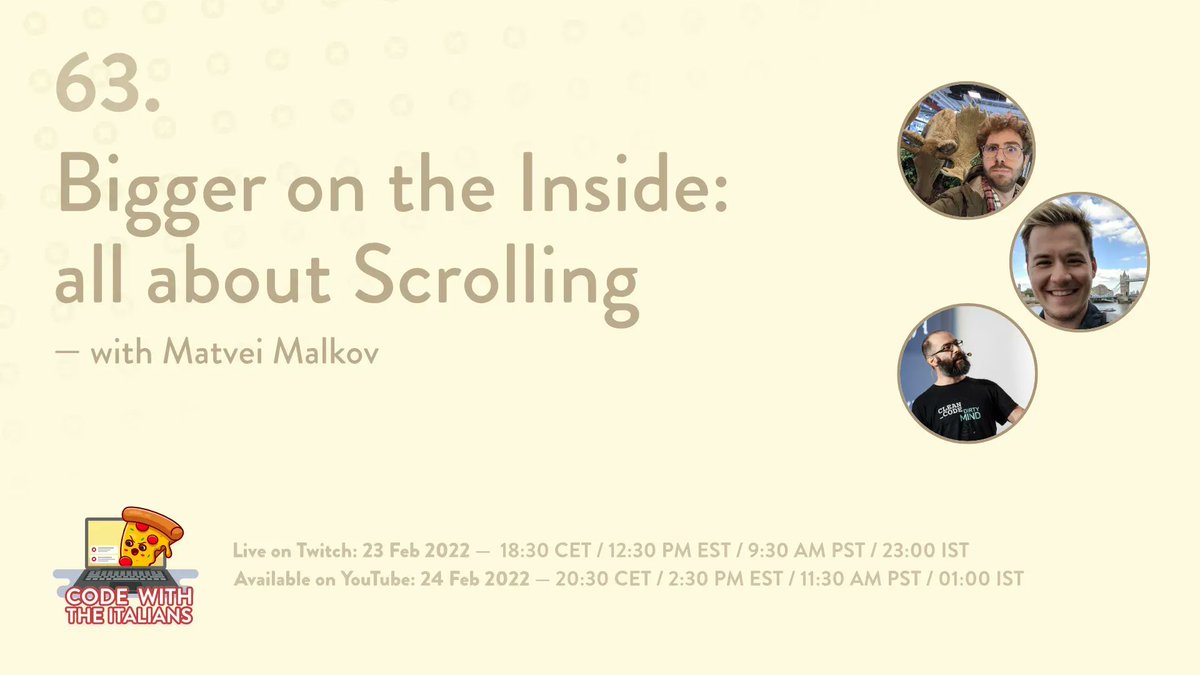 codewiththeita's tweet photo. TODAY IS STREAM DAY!!!

We have Matvey Malkov @matvei_jj for another deep dive into Compose. Today is all about scrolling 🎊🪄

Join us on https://t.co/4mn3Tnh9h2 at 18:30 CET / 12:30 PM EST / 9:30 AM PST / 23:00 IST
#JetpackCompose #AndroidDev #Kotlin https://t.co/miHgZUGbV4