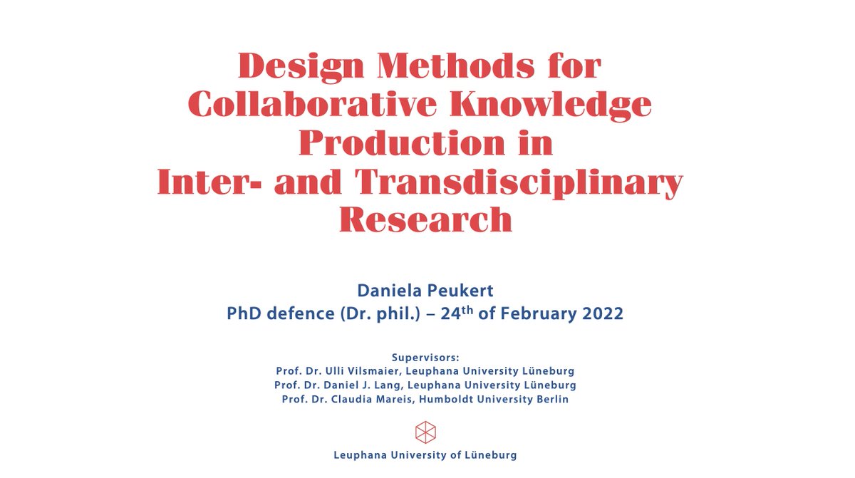 d_peukert's tweet photo. Do you want to join my PhD defence tomorrow? #designresearch #transdisciplinarity #sustainability It will take place tomorrow (24th of February 2022) from 2-4pm CET online via Zoom (Meeting ID: 982 7107 5185, ID code: 643654). I look forward to seeing you! https://t.co/8N4lYXn1ft