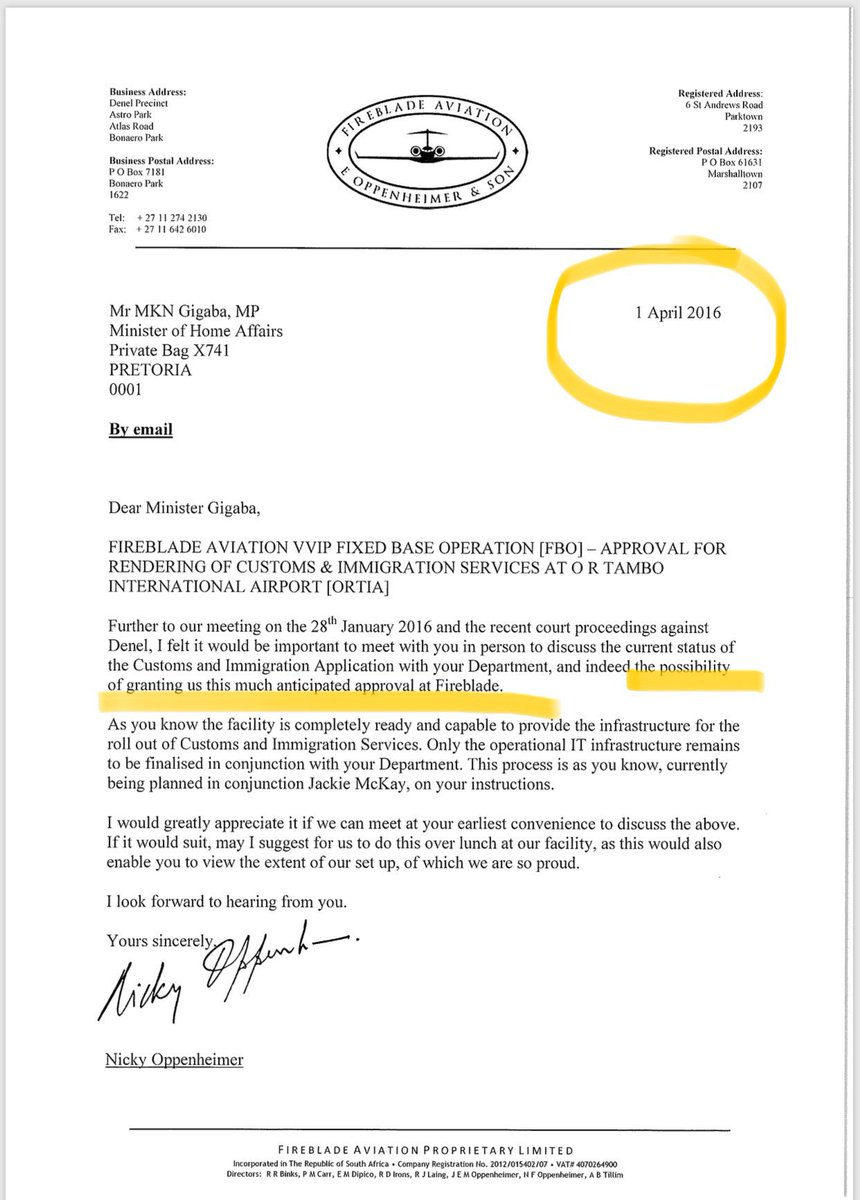 They told you that I approved the Oppenheimer application for a private international departures and arrivals terminal on 28 February 2016. 

You believed them.