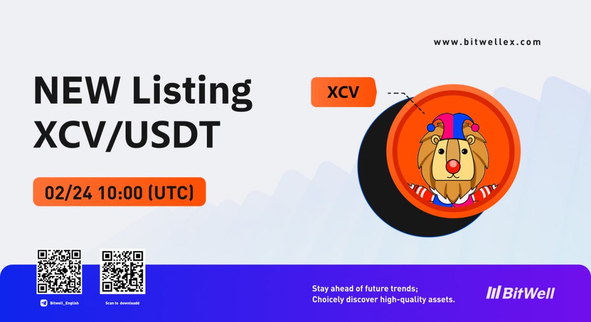 BitwellGlobal's tweet photo. 🚀XCV/USDT Spot Trading is Now Live!
@BitwellGlobal @XCarnival_Lab
⏰Open time: 2022/02/24 10:00 AM (UTC time)
👉Details: https://t.co/dFjElMEFvo
#BTC #ETH #NFT #Metaverse #Web3 #GameFi #Altcoins #cryptocurrency #EarnWithBitWell https://t.co/Jw9U5IcvrL