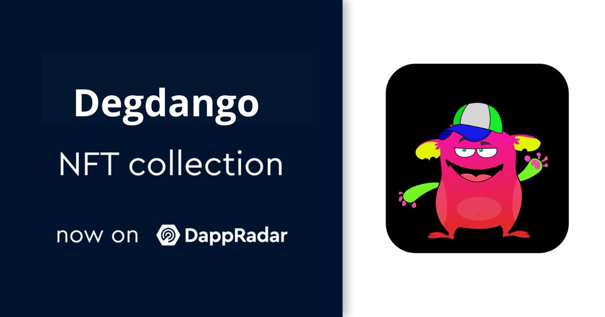 thenftChuck's tweet photo. Degdango  NFT collection is now available to track at @DappRadar. 

Every holder earns rewards! Mint the your Degdangos. 

Track it here: https://t.co/xPwEsb7mMY

#NFT #Crypto #nftcollection @harmonyprotocol #Collectibles #ONE #NFTs #art #Bitcoin #nftcollector https://t.co/UT3vq1hyqr