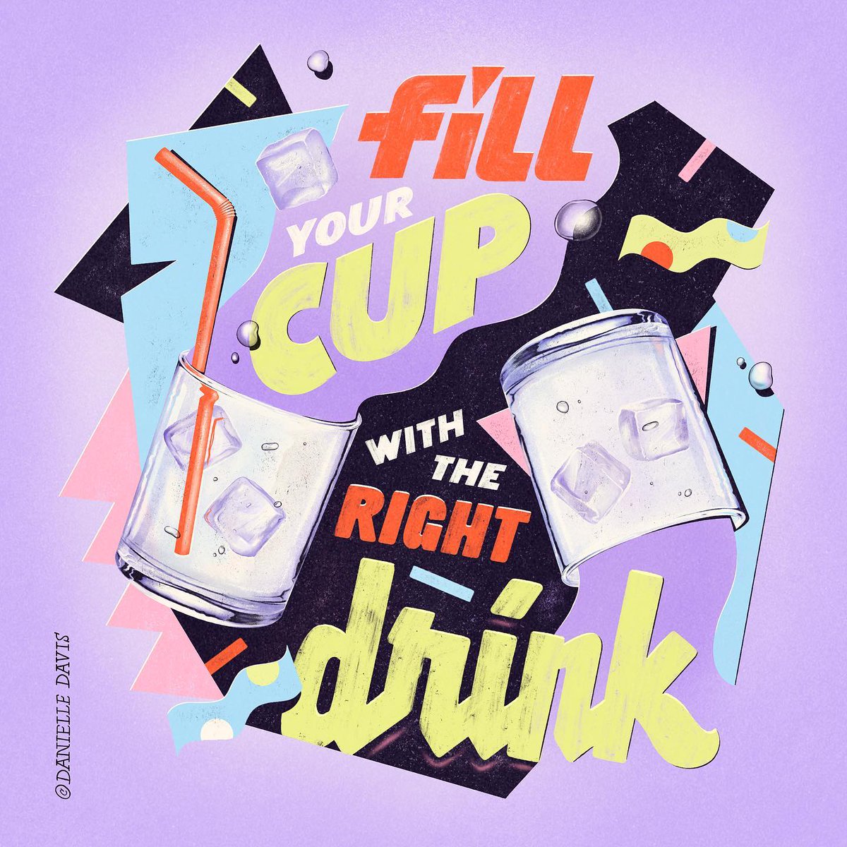Procreate's tweet photo. Fun and quirky with a smattering of retro, Danielle's typography pieces make us smile 😄 Her colours and textures work perfectly with the bold shapes and cute illustrative elements!

https://t.co/zl1aHGX4qP https://t.co/WhbDDmnQn4
