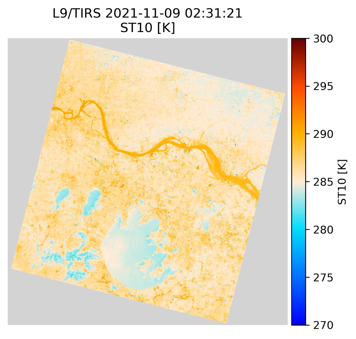 ACOLITE Docker images at hub.docker.com/r/acolite/acol… have also been updated to the latest version! Easily run DSF and TACT on your imagery using Docker. Here the 2021-11-09 L9/OLI and TIRS image of the Yangtze river and lake Taihu as processed with ACOLITE Docker!