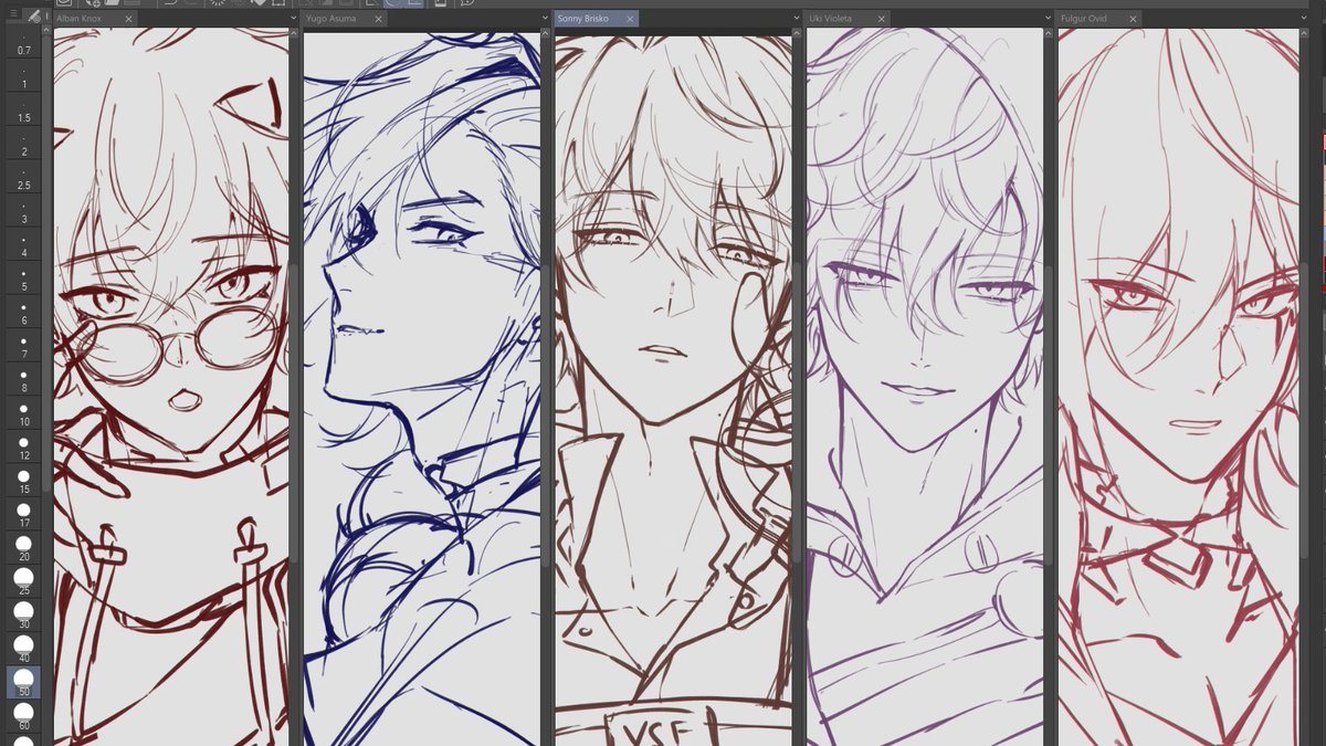 Got time so I sketched them all beforehand before moving on to coloring! 

It's almost 9 pm here and I won't sleep until I finish them all, lezgo 🤡 https://t.co/58khOt8gPV 
