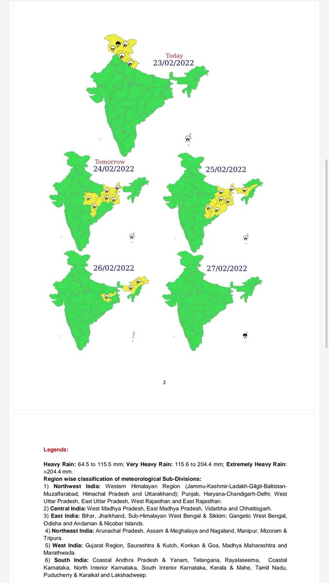 metsrinagar's tweet photo. 𝙒𝙚𝙖𝙩𝙝𝙚𝙧 𝙐𝙥𝙙𝙖𝙩𝙚 𝙅&amp;𝙆(23.2.22) @5𝙋𝙈: 
After widespread Hvy Rain/Snow, there's significant decrease in precipitation. Expect further decrease from tonight. 𝙁𝙤𝙧𝙚𝙘𝙖𝙨𝙩: Overall, improvement from tomo onwards in whole J&amp;K. https://t.co/ny0Rc7dNXJ