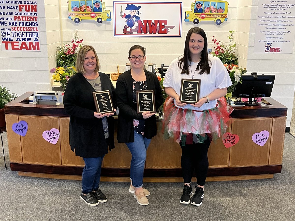 We are so proud to announce these lovely ladies: Kathy Harris, Teacher of the Year; Amber Boise, Instructional Assistant of the Year; and Olivia Paul, Beginning Teacher of the Year. Thank you for all your hard work, amazing effort, and love for all of our children!!