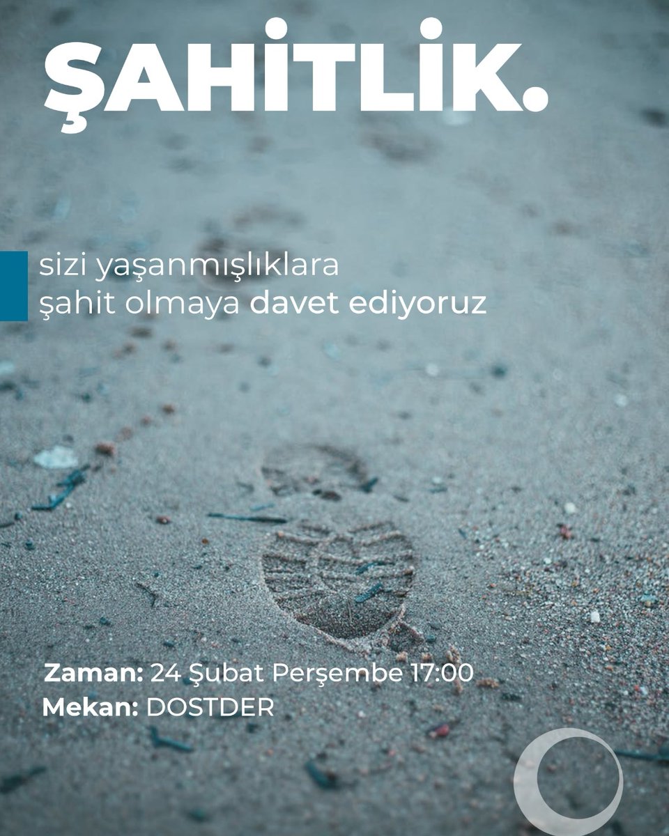 Dostder1's tweet photo. Hayırlı günler, 24 Şubat Perşembe günü saat 17.00'de Dostder'de Şahitlik Programımızın ikincisini gerçekleştireceğiz inşallah. Sizi de yaşanmışlıklara şahit olmaya davet ediyoruz. https://t.co/QyTtJVtNz0