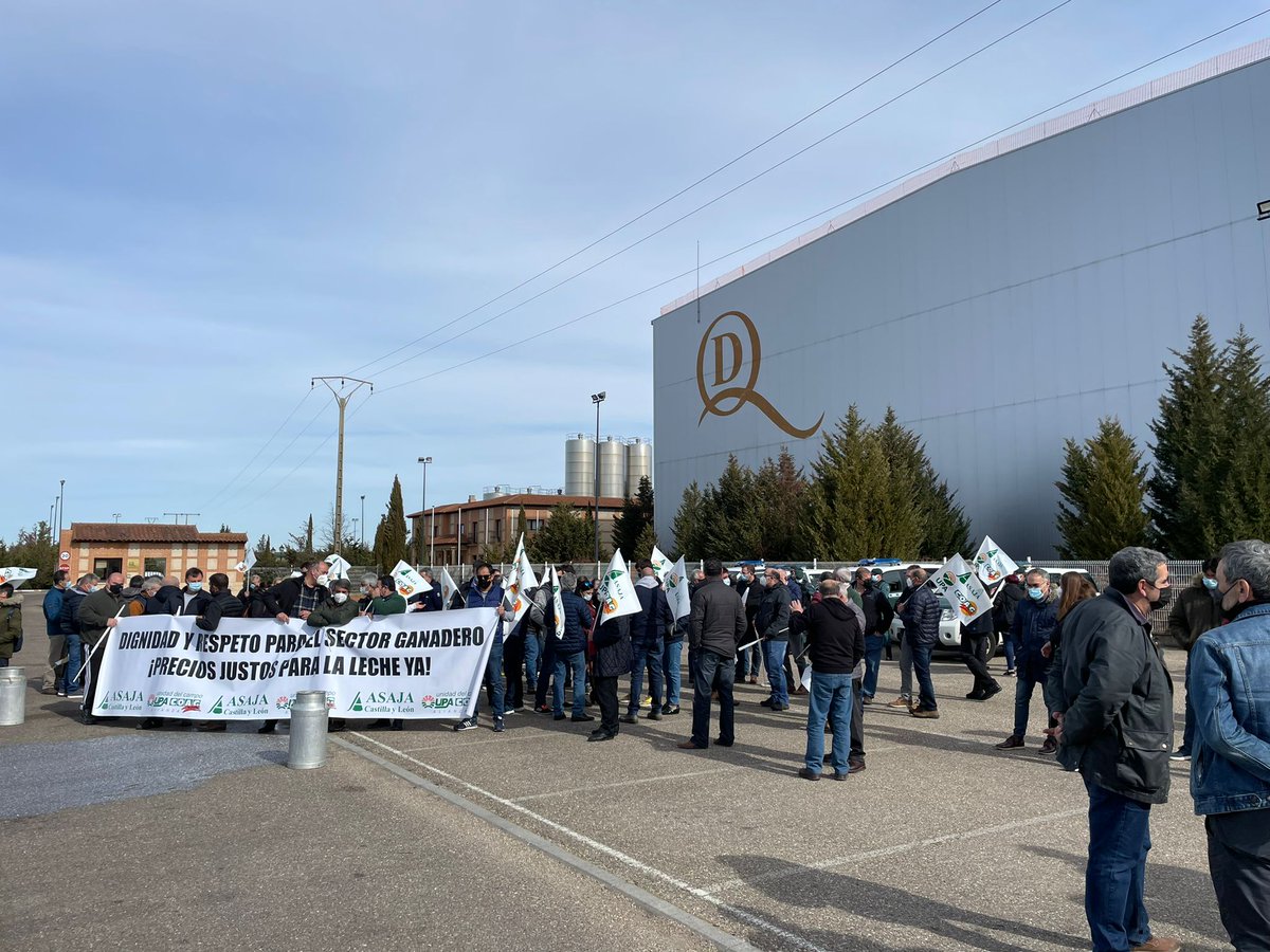 ASAJACyL's tweet photo. Nueva concentración de #ganaderos frente a las puertas de la industria García Baquero en Toro #Zamora.
No cesaremos las protestas hasta que industria y distribución paguen un #preciodigno por la #leche, como es de justicia 💪 https://t.co/1BfsD1zXvt