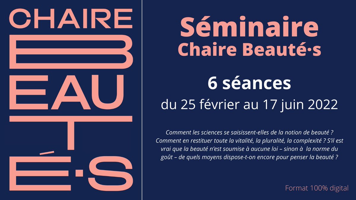 psl_univ's tweet photo. 🔊[SEMINAIRE] Chaire Beauté·s I ⤵️
Croisement des regards de jeunes #chercheurs autour de la question de la #beauté I Comment les sciences se saisissent-elles de la notion de beauté ? 
Infos &amp; inscription 👉https://t.co/DRWNdv2AHv
@PSLExplore  @ENS_ULM https://t.co/0SynVbIZX0