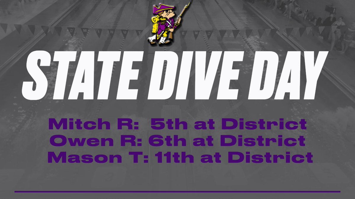 Good luck to Coach Roth and our male divers that will competing today in the boys state dive meet. The future looks bright as all three young men are only Sophomores.  

Enjoy the day and go Lex!