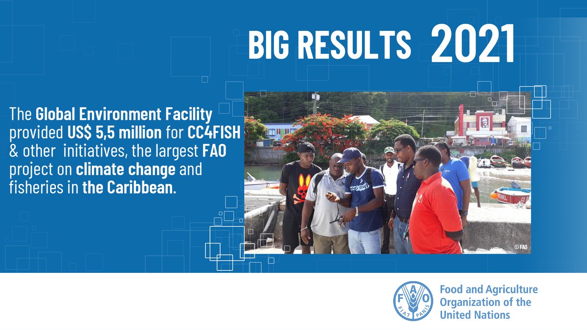 FAOCaribbean's tweet photo. 🔔Thanks to the Climate Change Adaptation in the Eastern Caribbean Fisheries Sector project #CC4FISH funded by @theGEF, FAO trained 1.254 persons in safety-at-sea and 1.100 fishers adopted new technology VHF radios to improve sea safety.🎣
#BigResultsFAO2021 https://t.co/x80fRZd44E