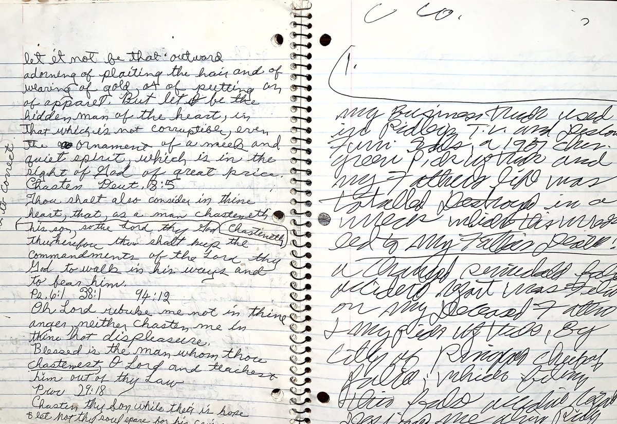 RealZenithMan's tweet image. I knew Alvin’s script well, and the voluminous loose-leaf journal of three decades was not by his hand. Here is a notebook with Alvin’s writing on the right. I had to exclude him, and his parents. But first he had to let me have them! #hypergraphia #truecrime #truemystery #autism