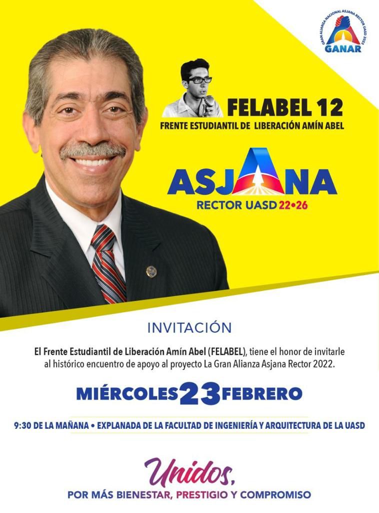 HBGarsan90's tweet photo. El @FelabelSede sigue del lado correcto de la historia, debemos continuar con el buen manejo de la @UniversidadUASD, el Dr. @AsjanaRector22 es un visionario y va a realizar una gestión histórica en el período 2022- 2026.
#Felabel
#Unpaso
#Asjanarector
#Nosvamosenprimeravuelta https://t.co/mRXe0QtLTY