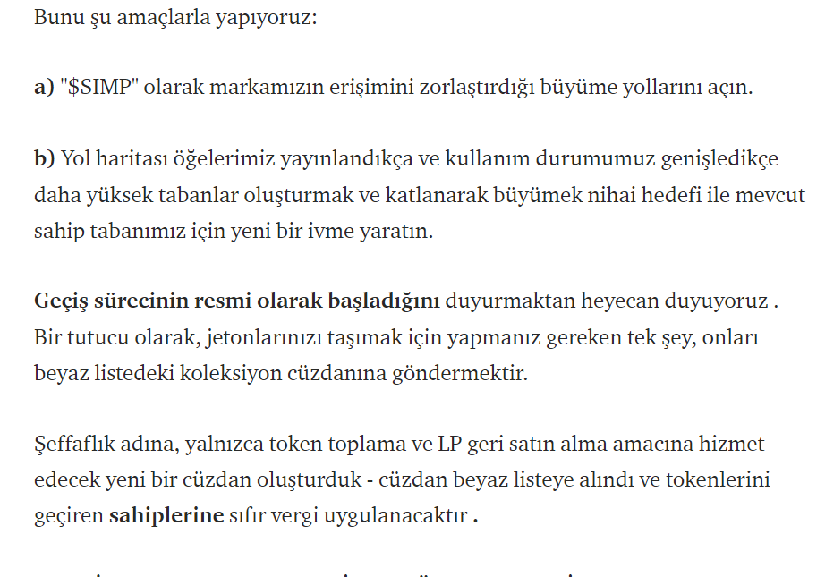 Cyriptoman4's tweet photo. #simp #letsallsimp #simptoken
#pancakeswap Borsasında #Simptoken alan Arkadaşlar,
Daha önce grupta paylaşım yapmıştık
#Simp token V2 ye geçiş yapacak https://t.co/F7o3baPBOp