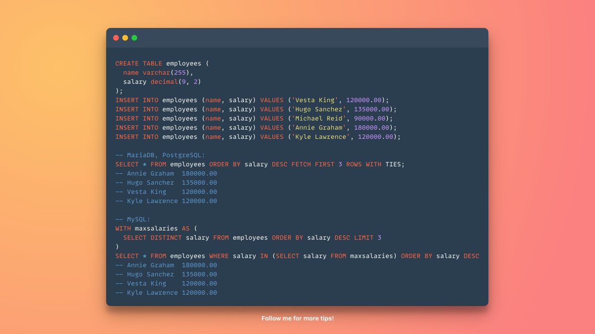 Use the `WITH TIES` clause to return more than the `LIMIT`-ed amount when there are multiple results with the same value