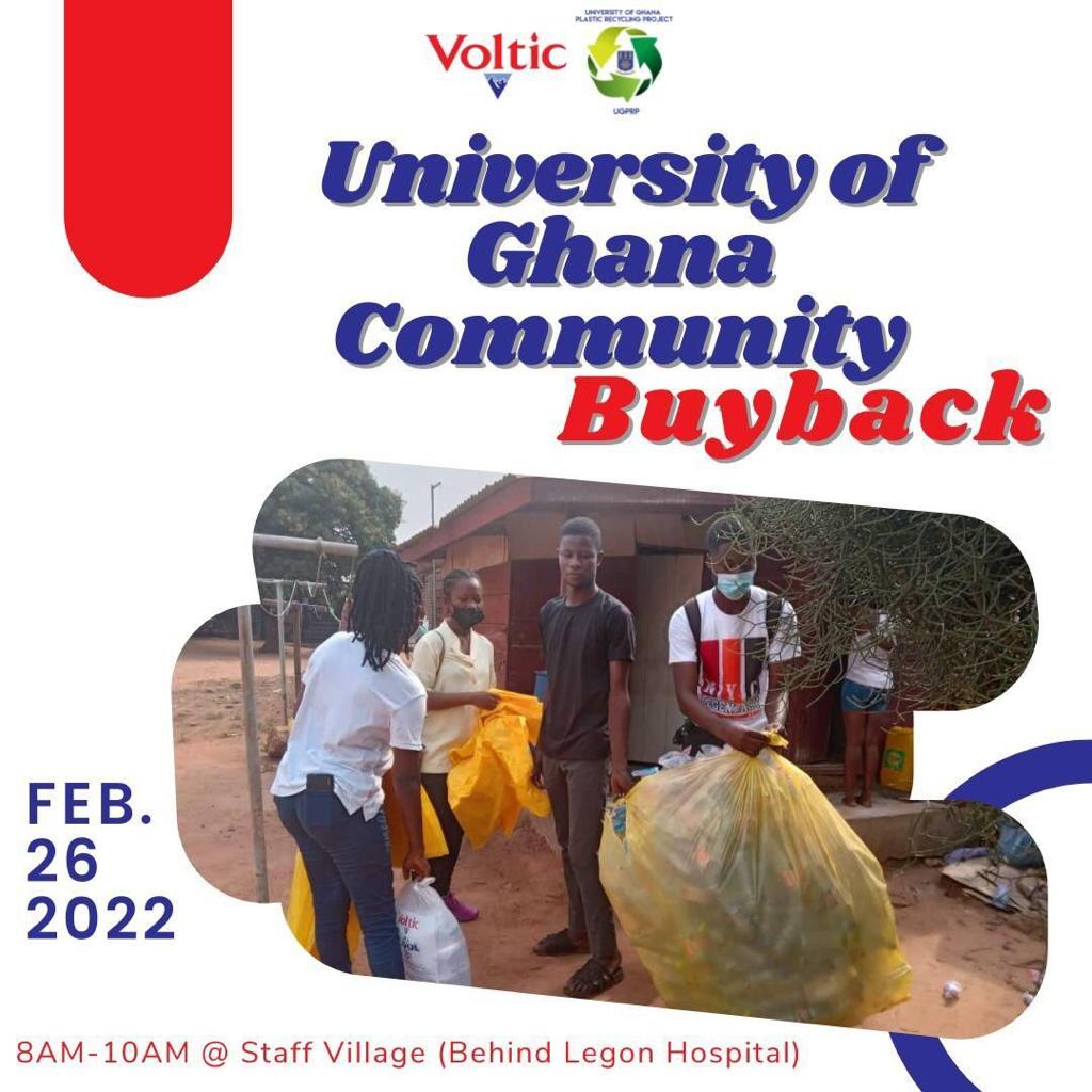 UGPRP's tweet photo. This Saturday! #VolticMineralWater in collaboration with the #UGPlasticRecyclingProject presents; University of Ghana Community Buyback. https://t.co/ylNoiUF0e1