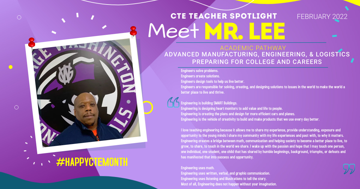 GWContinentals's tweet photo. It’s #CTEMonth and we want to spotlight our amazing #CTE teachers at GWHS‼️ Our featured pathway this week week: #AdvancedMan #Engineering #Logistics 

🍎: Mr. Lee
📚:  PCC, Engineer Design PLTW, Computer Integrated Man, Princ of Engineering 

#ThankATeacher #ProvingWhatsPossible https://t.co/n4KNfpBiUa