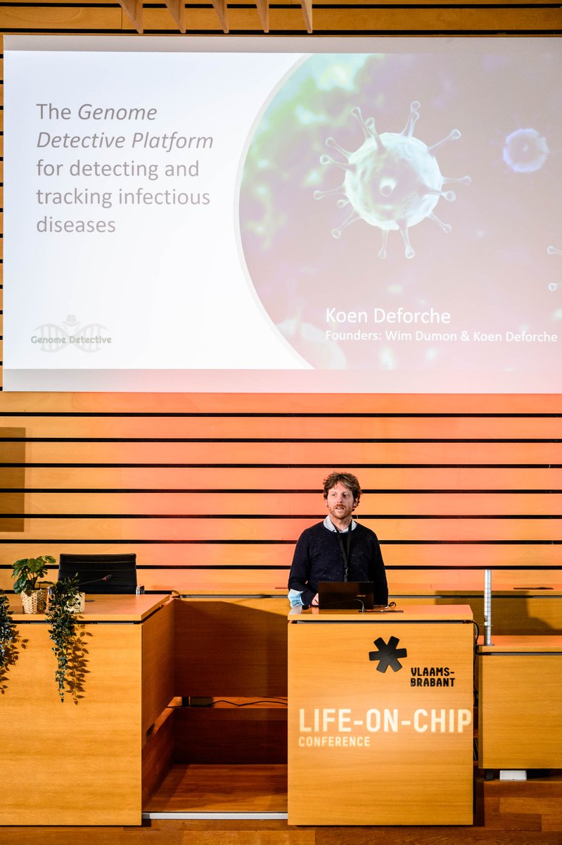 genomedetective's tweet photo. Koen Deforche, Genome Detective's co-founder, presenting our disruptive healthcare solution at the #LifeonChip conference. #bioinformactics #metagenomics #thegenomedetectiveplatform #NGS @houterkabouter @flandersbio @flemishbrabant @flanders.healthTech https://t.co/OvySz4CGFx