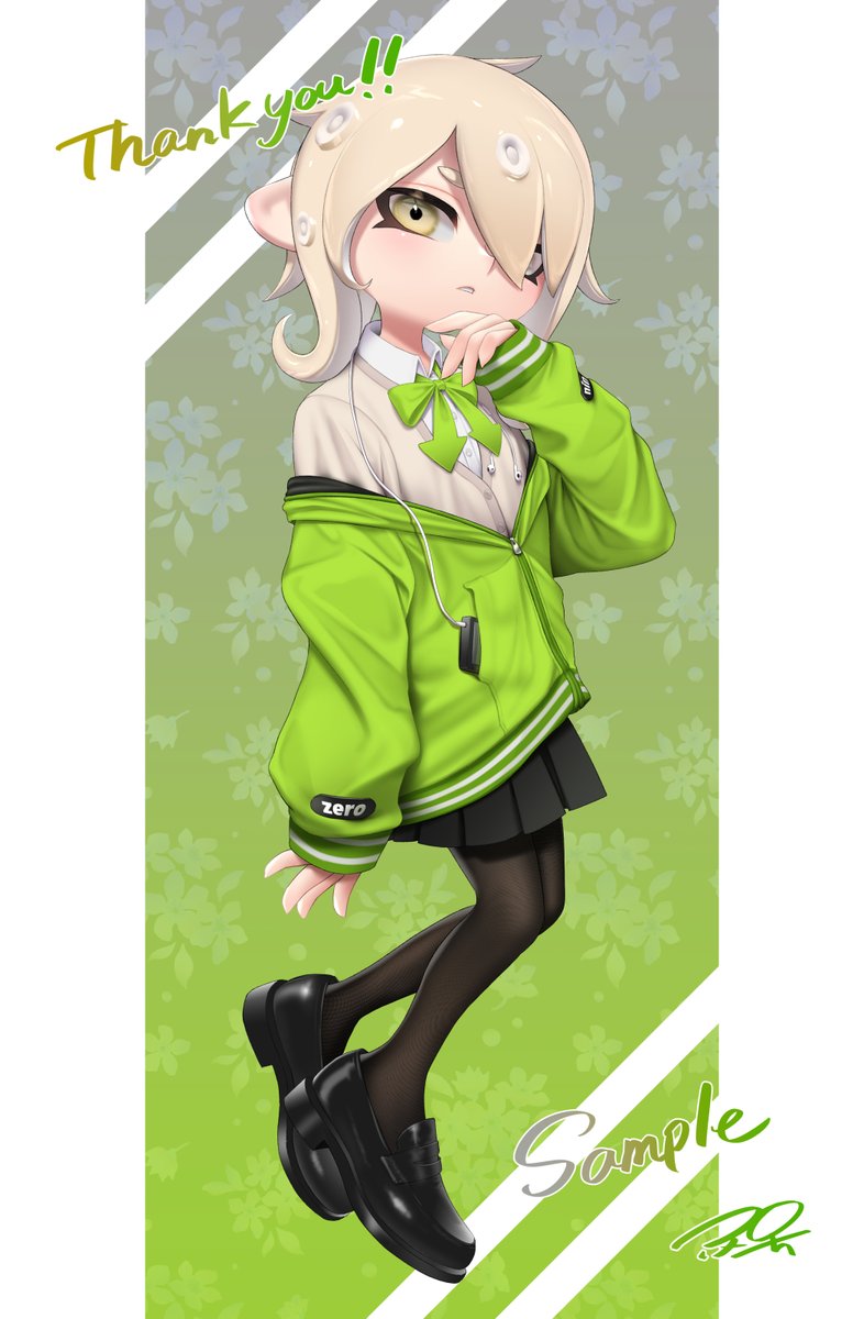 8号 「🤍💚
#Skeb #Commission 」|ぷちのイラスト