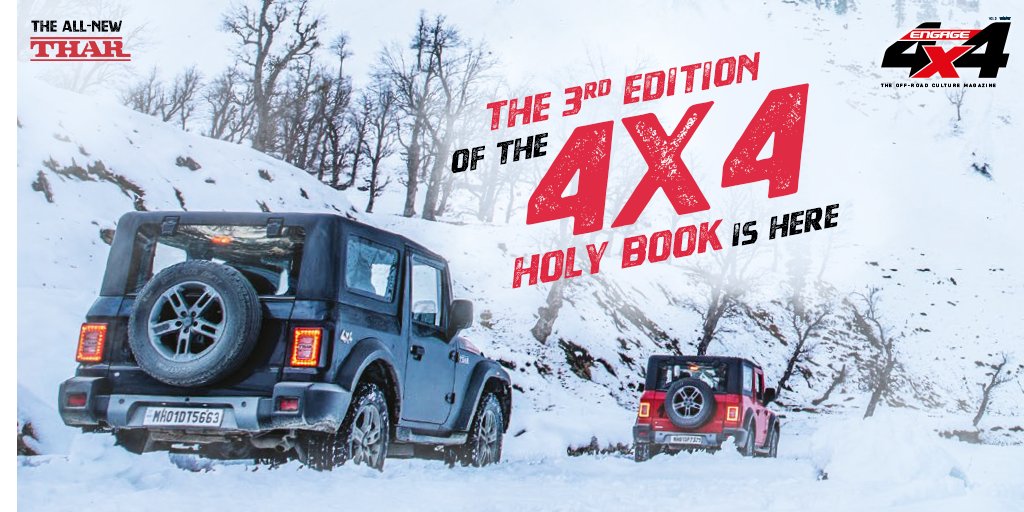 Mahindra_Thar's tweet photo. Hey 4x4 devouts, the new testament of your holy book is up for grabs. Get your copy of Engage 4x4 Issue 3 - India's first off-road culture magazine now. 

https://t.co/Az7CHnSzFO

#Engage4x4 #4x4Magazine #mahindra #thar #mahindrathar #mahindraindia #suv #4x4 #4x4offroad https://t.co/YbIzTLe2gs