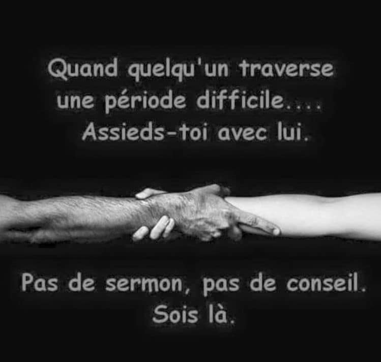 TormoJean's tweet photo. On ne peut pas aider tout le monde mais chacun peut aider quelqu'un qui va mal, en étant juste présent à ses cotés, sans l'envahir avec des paroles, juste là.......
Ce tout petit geste, peut lui redonner l'espoir, faire revenir la joie dans le coeur et le sourire dans les yeux. https://t.co/xjEQMmZWLA