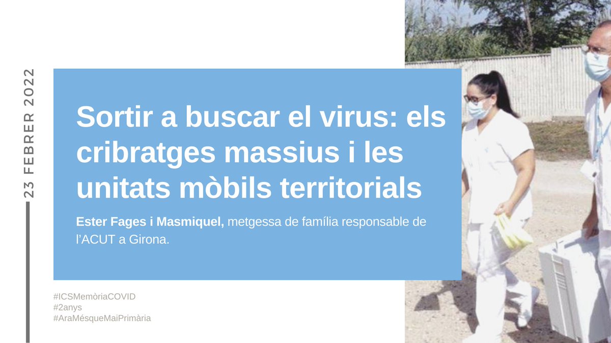 ICS. Generalitat (@icscat) on Twitter photo <a href="/ylejardi/">Yolanda Lejardi</a> <a href="/icsgirona/">ICS Girona</a> @icsebre Durant la pandèmia s’han impulsat diferents estratègies per tallar les cadenes de transmissió del virus. <a href="/FagesIcs/">Ester Fages</a>, metgessa de família responsable de l’ACUT a <a href="/icsgirona/">ICS Girona</a>, ens parla dels cribratges massius i les unitats mòbils. #ICSMemòriaCOVID #2anys <a href="/ylejardi/">Yolanda Lejardi</a> <a href="/icsgirona/">ICS Girona</a> @icsebre Durant la pandèmia s’han impulsat diferents estratègies per tallar les cadenes de transmissió del virus. <a href="/FagesIcs/">Ester Fages</a>, metgessa de família responsable de l’ACUT a <a href="/icsgirona/">ICS Girona</a>, ens parla dels cribratges massius i les unitats mòbils. #ICSMemòriaCOVID #2anys