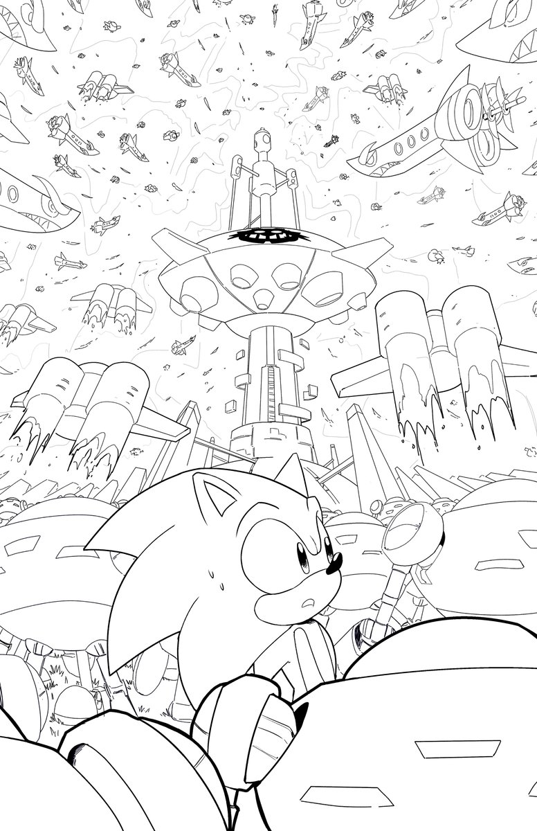 Here is the progress shots of IDW Sonic the hedgehog Issue 49 cover B!

Special thanks, as always, to @IDW_David_M and @rileysauruss  for the opportunity! 💕 